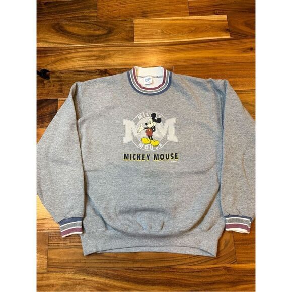 Size L vintage 1980s Mickey Mouse Co Velva Sheen Sweatshirt Crewneck grey - Picture 1 of 8